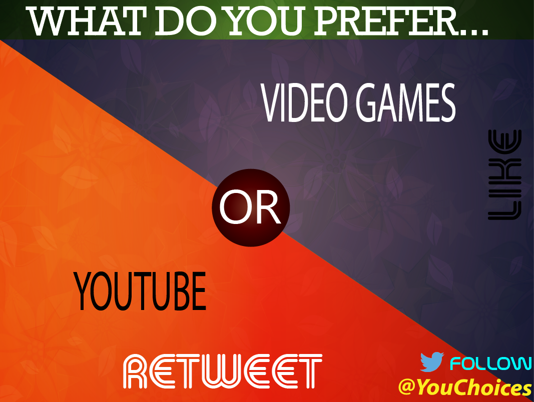 YouChoices's tweet photo. YouTube or video games? https://t.co/pfTXy0Szy4