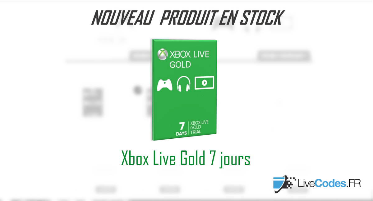 LivecodesFR's tweet photo. Nouveau en stock ! Abonnement #XboxLive Gold 7 jours https://t.co/tqM8mrN1gL https://t.co/VlHkpcJCK8