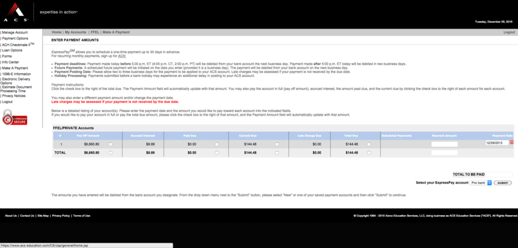 ShameOnUX's tweet photo. I just want to pay my student loan. Why are there 8 checkboxes, 3 input fields, and NO DUE DATE ANYWHERE??? https://t.co/bDMEosP9Xk
