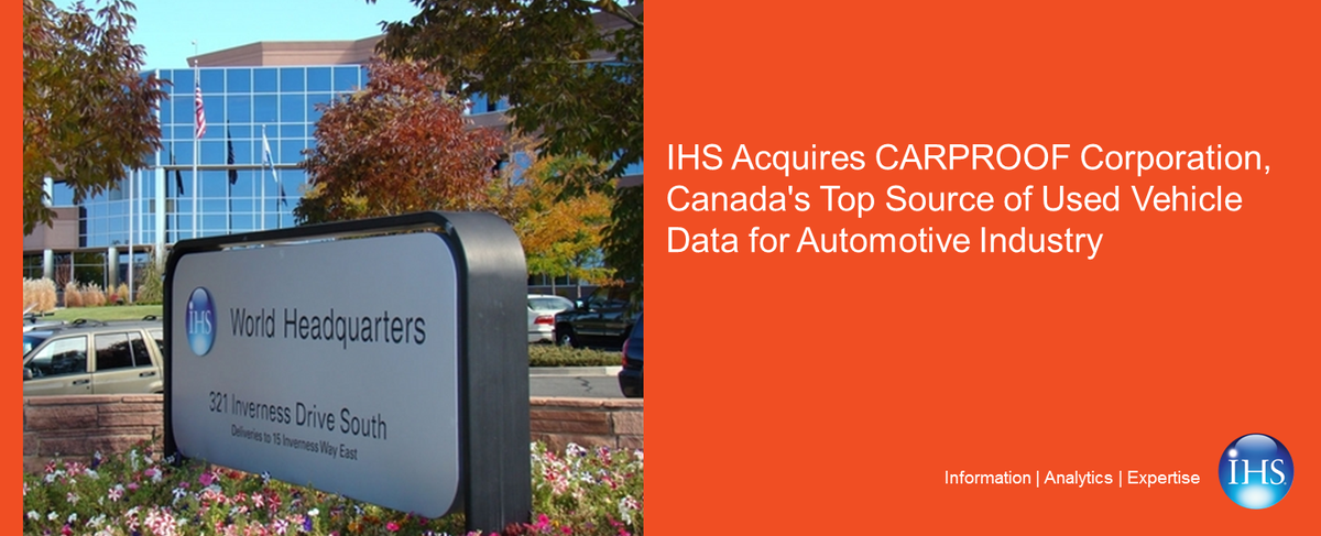 IHSMarkit4jobs's tweet photo. IHS Acquires CARPROOF Corporation; See story here https://t.co/7cNdc51978 #WeAreIHS #Work4IHS #IHSCareers https://t.co/YMLTPDHDL8