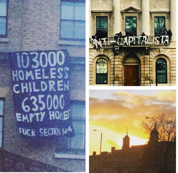 GetRichOrShare's tweet photo. Housing #protest at the #RoyalMint by #TowerBridge - a fully functioning #emptybuilding ... #solutions #respace https://t.co/F38SJlmMKs