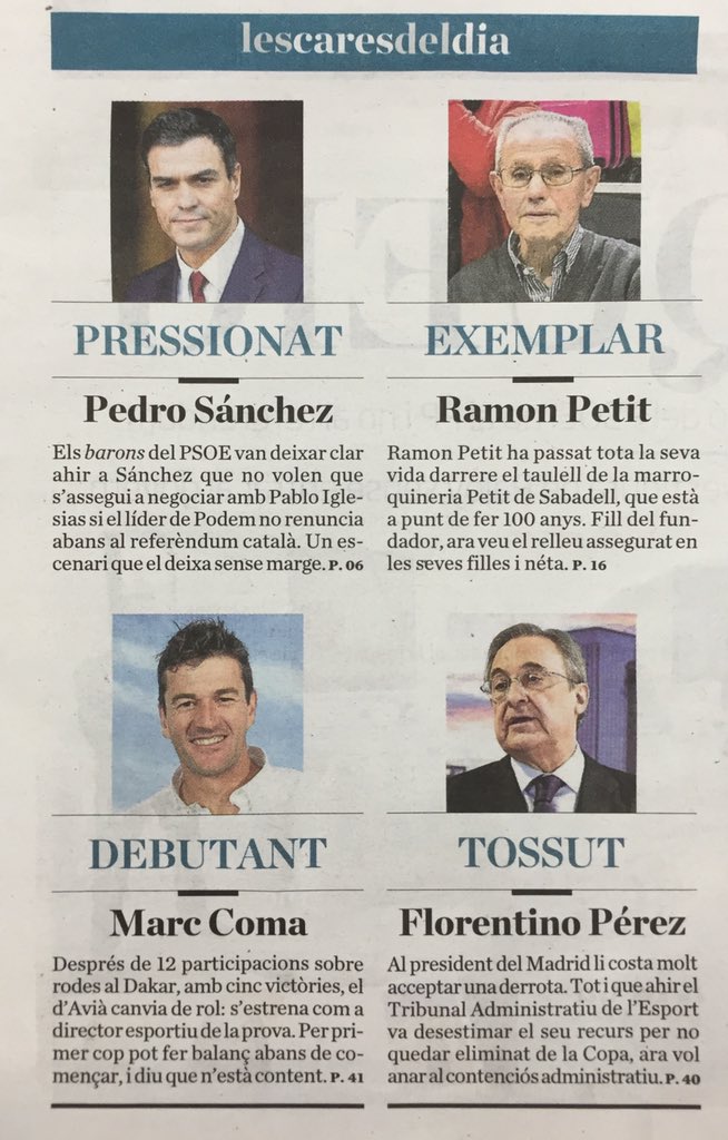 100anysPetit's tweet photo. Un orgull que avui el @diariARA destaqui a Ramon Petit com una de les cares del dia #Sabadell https://t.co/oPhVFptSgs