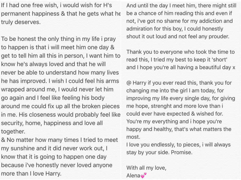 whateveralena's tweet image. Whenever you might or might not be reading this, I hope you're happy &amp;amp; healthy. @Harry_Styles 
All my love to you!💘