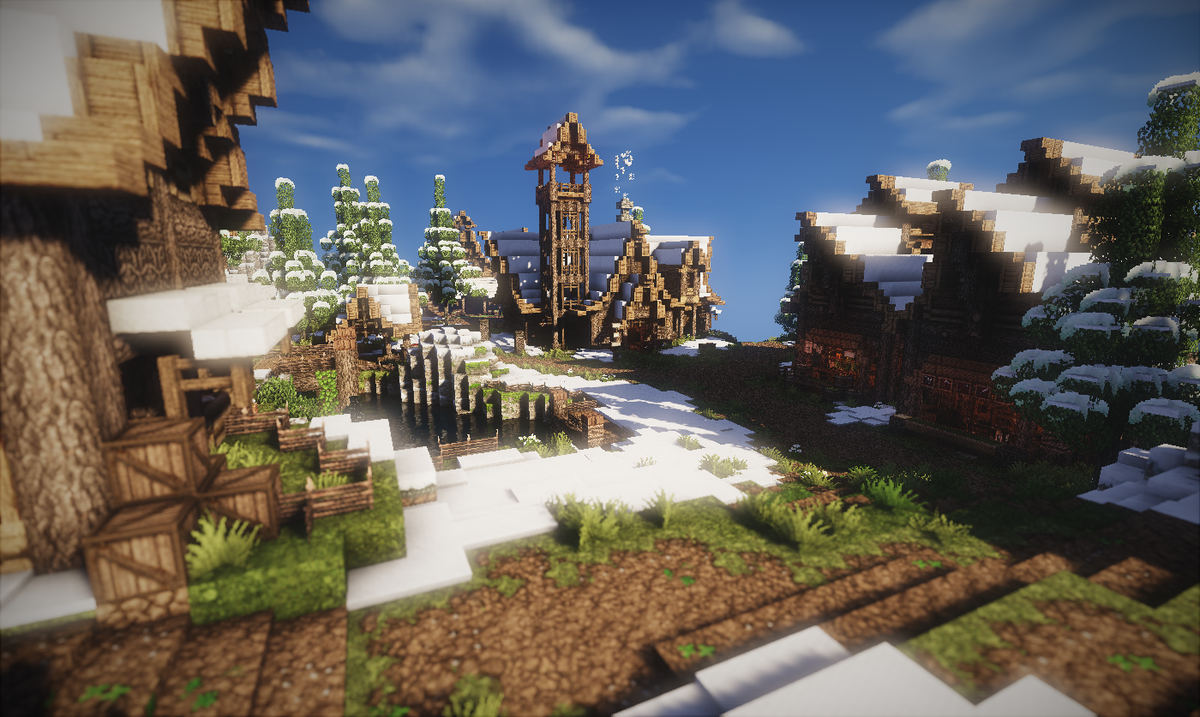 葉っぷぁ Mhのポッケ村を参考にして雪の村を作りました T Co Qzmdg0asbi