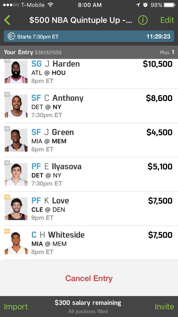 DFScashking's tweet photo. #fanduel #main https://t.co/ScpD8MFd9z
