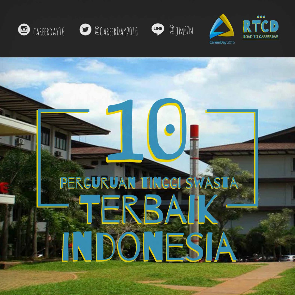 👇👇👇👇👇👇👇👇👇👇
line.me/ti/p/%40jmg667…
atau di
instagram.com/careerday16/
 So, stay tune guys 😉
