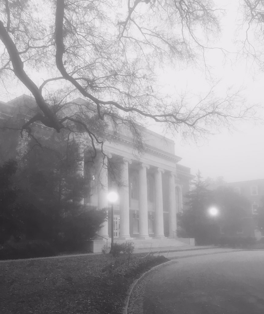 LillyLibDuke's tweet photo. On the 5th day of #Christmas,#EastCampus brought to #Lilly another foggy morn &amp; hours 1-5pm for thee #duke360 #duke https://t.co/EgLDjRxuC0