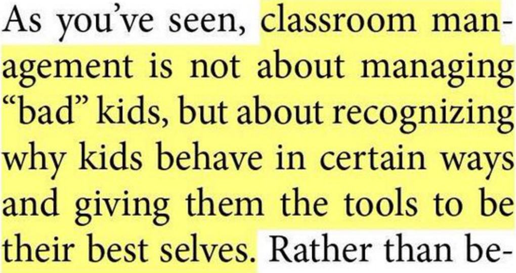 justintarte's tweet photo. Classroom management is not about managing 'bad' kids... via Gianna Cassetta and Brook Sawyer #edchat #education https://t.co/du0VrjIBaD