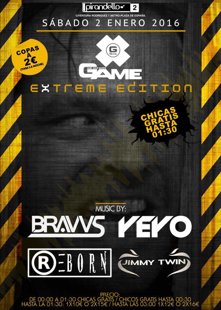 Próximo Sàbado 2 de Enero en Sala Pirandello 2 !! <a href="/GAME_DISCO/">GAME-DISCO</a> #extremeedition w/ @DjBravus #jimmytwin &amp; #reborn
