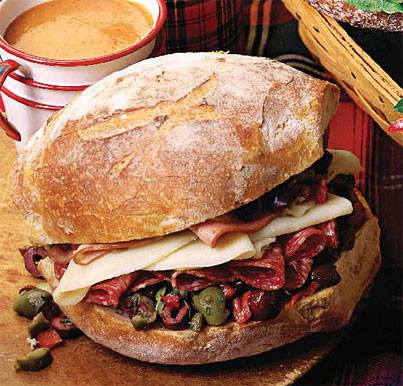 TheDedbeat's tweet photo. Breakfast- Muffaletta sandwich. Had my first down in New Orleans some years ago. These things are so amazing. https://t.co/BwJ7zBtbt4