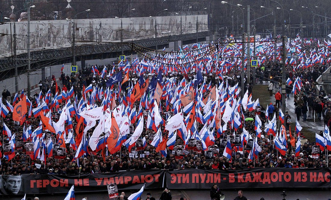 Траурный марш памяти Бориса Немцова. Москва.