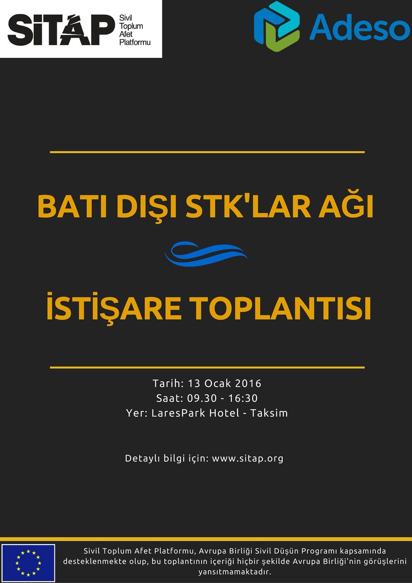 SİTAP ve <a href="/Adesoafrica/">Adeso</a>  işbirliği ile düzenlenecek Sivil Toplum Kuruluşları İstişare Toplantısı’na davetlisiniz.