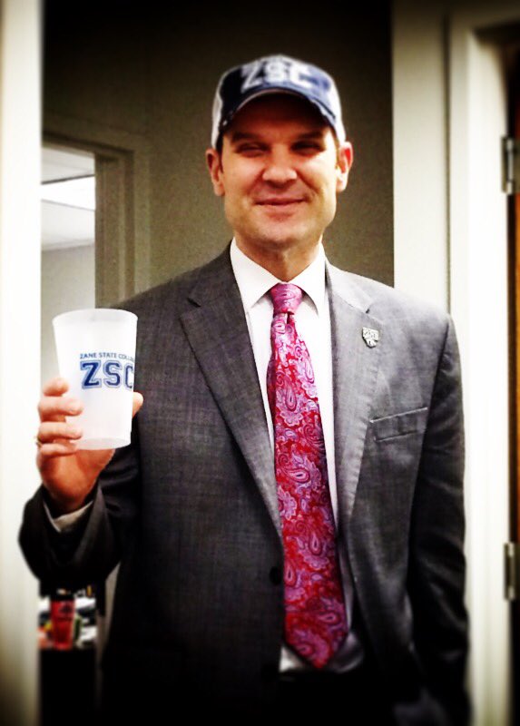 ZaneStateC's tweet photo. #PrezHadACoolDay @ZaneStateC @PrezCMB presents @Zville_Rotary then later gets to wear new logo merch! #GoZaneState https://t.co/Ldv9Z4llk6