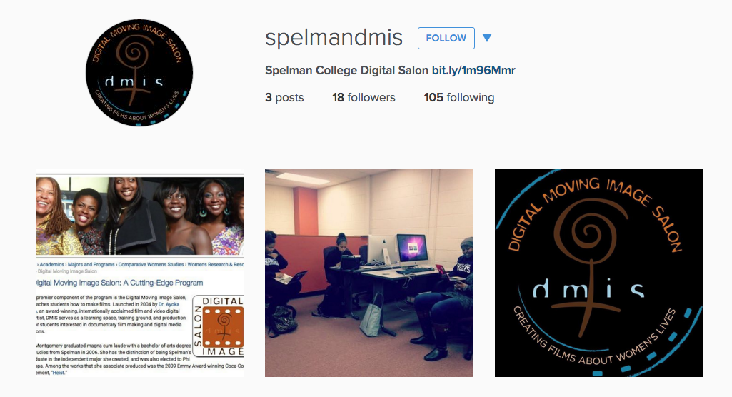 Follow the Spelman College DMIS program on Instagram for more updates and projects!
<a href="/SpelmanDMIS/">Spelman DigitalSalon</a>