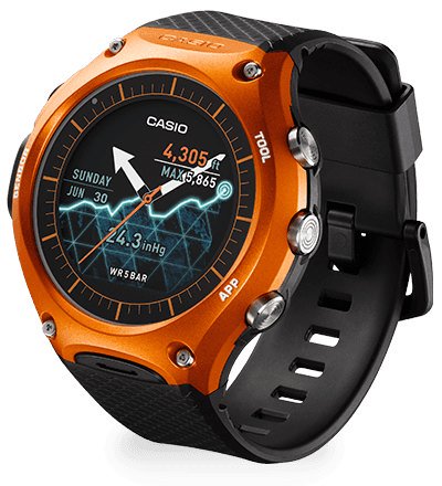 MarcCieslak's tweet photo. Is it a G-Shock with "A" levels? Casio announces rugged Androidwear watch at #CES2016 https://t.co/M8UqO8E0ZO