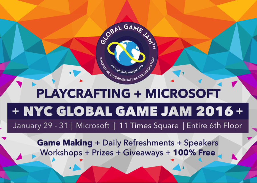 MicrosoftNY's tweet photo. Join us alongside @PlaycraftingNYC 
1/28—31 for a #PlayWinterExpo and #MSPlayGGJ16: https://t.co/1fOAPjWAkP https://t.co/4CvpvF1a4a