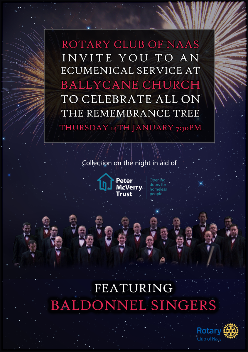 NaasRotaryClub's tweet photo. Rotary club of Naas invite you to an ecumenical service to celebrate all on the remembrance tree. https://t.co/KxDgzplr7S