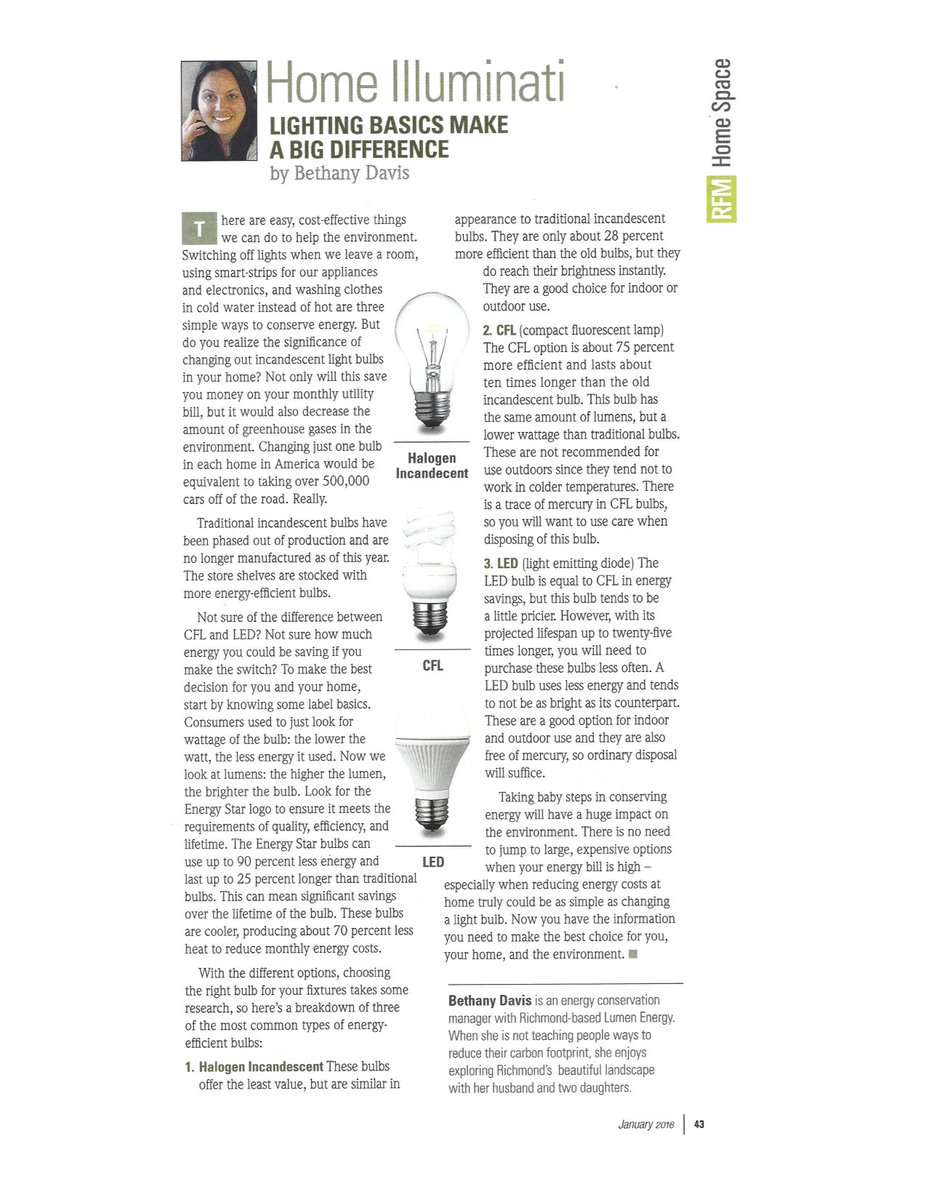 LumenEnergy's tweet photo. Check out Lumen's piece in @RFMtoday this month! Great info on how you can save on utility bills! #RVA #Energy #Home https://t.co/zHRdKuVENW