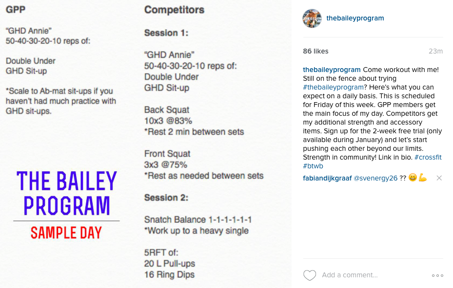 BaileyProgram's tweet photo. A sample of #thebaileyprogram. Classic #crossfit with heavy lifting. Sign up for the trial! https://t.co/MKtcFgftse https://t.co/Va3fjoJTQT