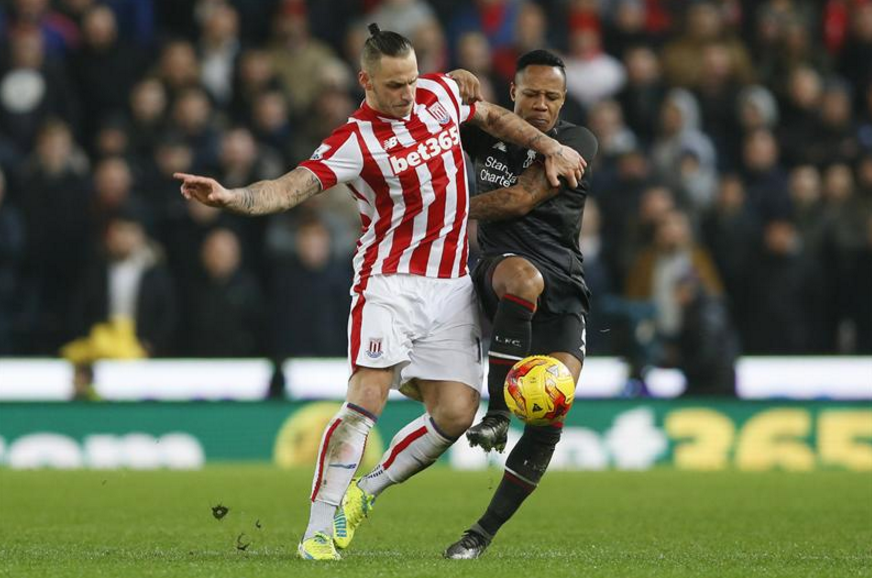 Squawka's tweet image. Stoke 0-1 Liverpool FT:

Liverpool will take a 1 goal lead into the second leg at Anfield after Jordon Ibe's goal.