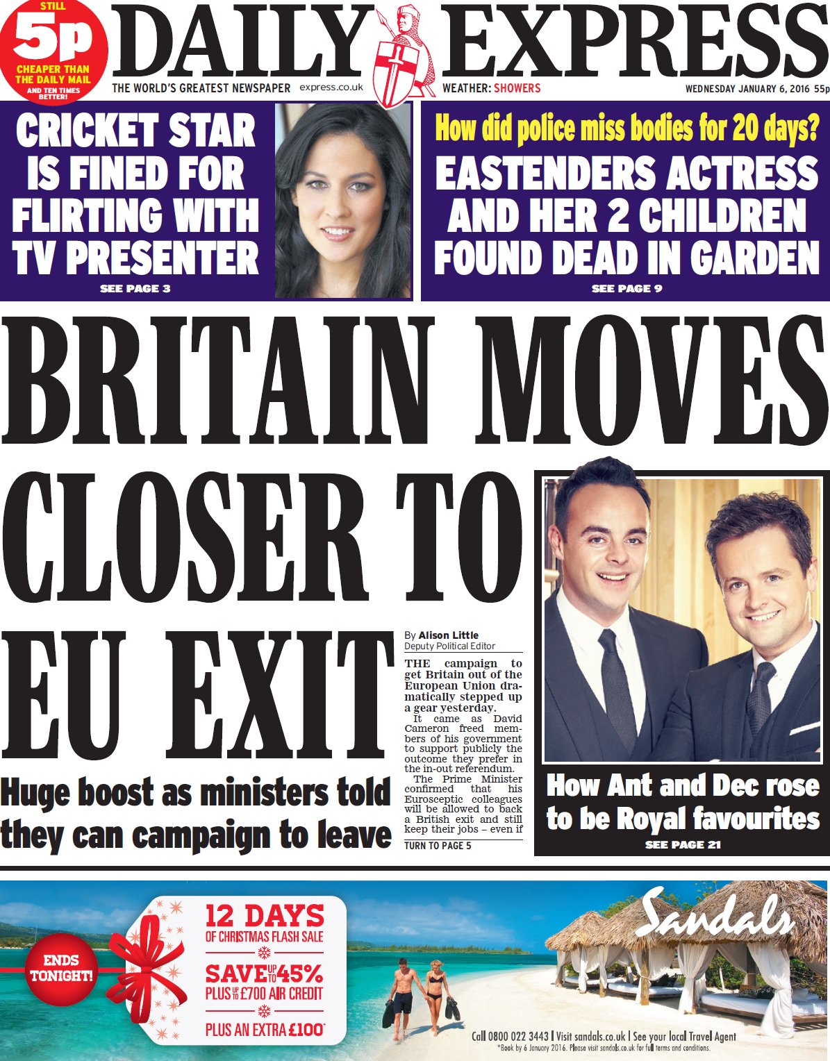 BBC News UK On Twitter Daily Express Britain Moves Closer To EU 