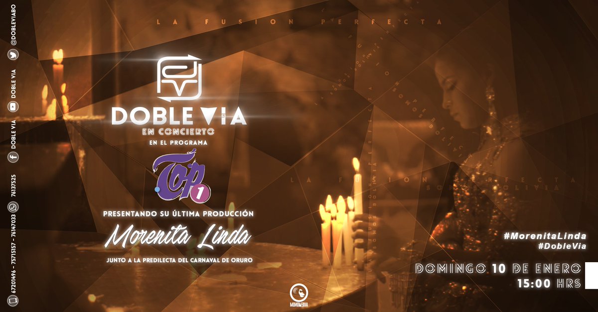 dobleviabo's tweet photo. Este domingo presentamos a nivel nacional #MorenitaLinda  en el  #TopUno direccion: @fernando_sdg https://t.co/rr4icanVSu