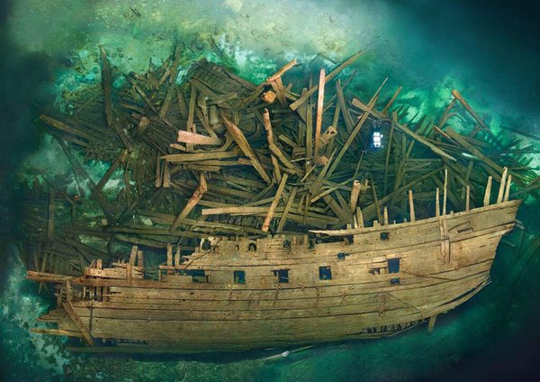 Wreck of the Swedish warship Mars, which exploded during a battle in the Baltic Sea. Abandoned 500 years ago.