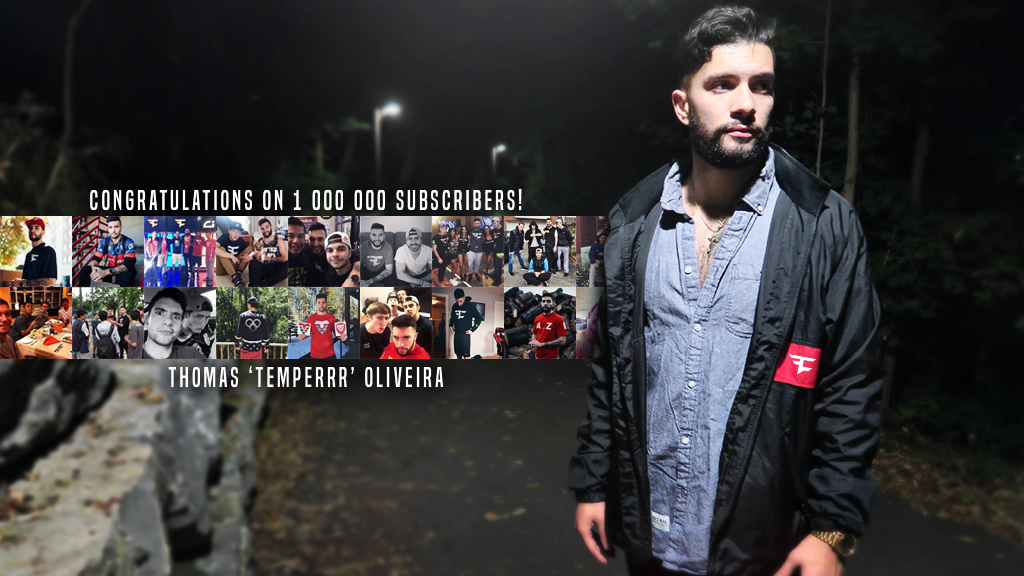 FaZeClan's tweet photo. From us to you, @Temperrr: Congratulations on the 1,000,000 YouTube Milestone! https://t.co/vvmpZPtut3