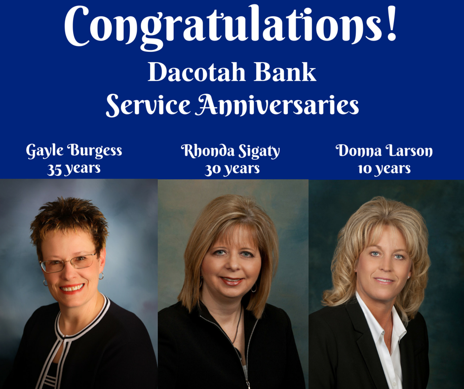 Dacotah Bank Service Anniversaries