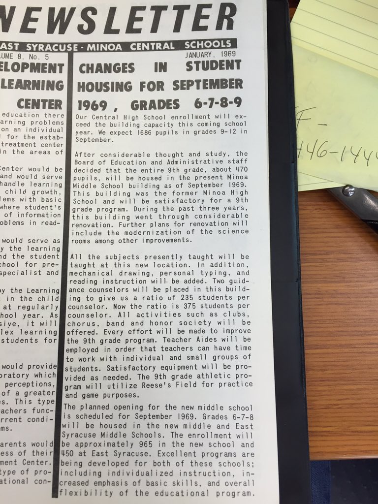 ESMSchoolDist's tweet photo. Interesting bit of ESM history! Article on the decision to move 9th grade to Minoa! Jan 1969 #ESMHistory https://t.co/qOdWu0DW2a