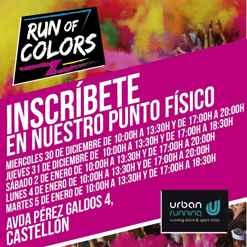 Nuevas y ultimas fechas para inscribirse físicamente en Urban Running, C/ Perez Galdós 4, Castellón.