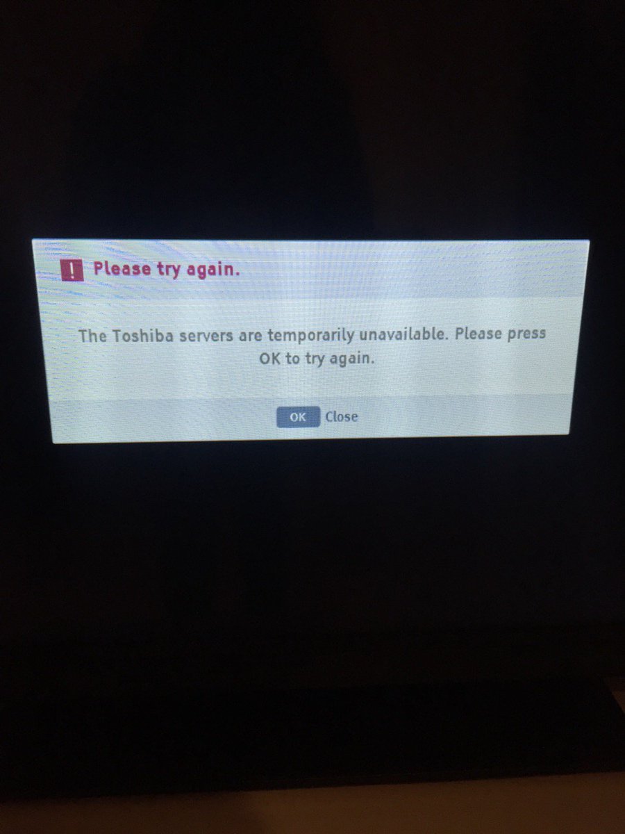 Chrissystracey's tweet photo. @ToshibaUK my smart TV isn't working, when are your servers going to be back up? https://t.co/fpAyoGJouZ