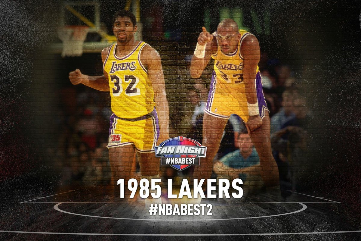 NBATV's tweet photo. RT if you believe the '85 @Lakers were a better title team than the '83 @Sixers #NBABest2 https://t.co/wSEFF70e5a