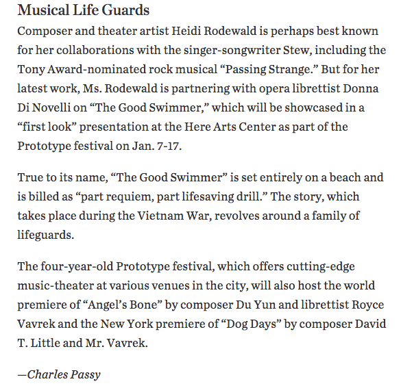 PROTOTYPEfest's tweet photo. Shoutout to the musical lifeguards in #TheGoodSwimmer in @WSJ! #BackstageBuzz https://t.co/blgCuyKrbE https://t.co/fCc5SZmzS9