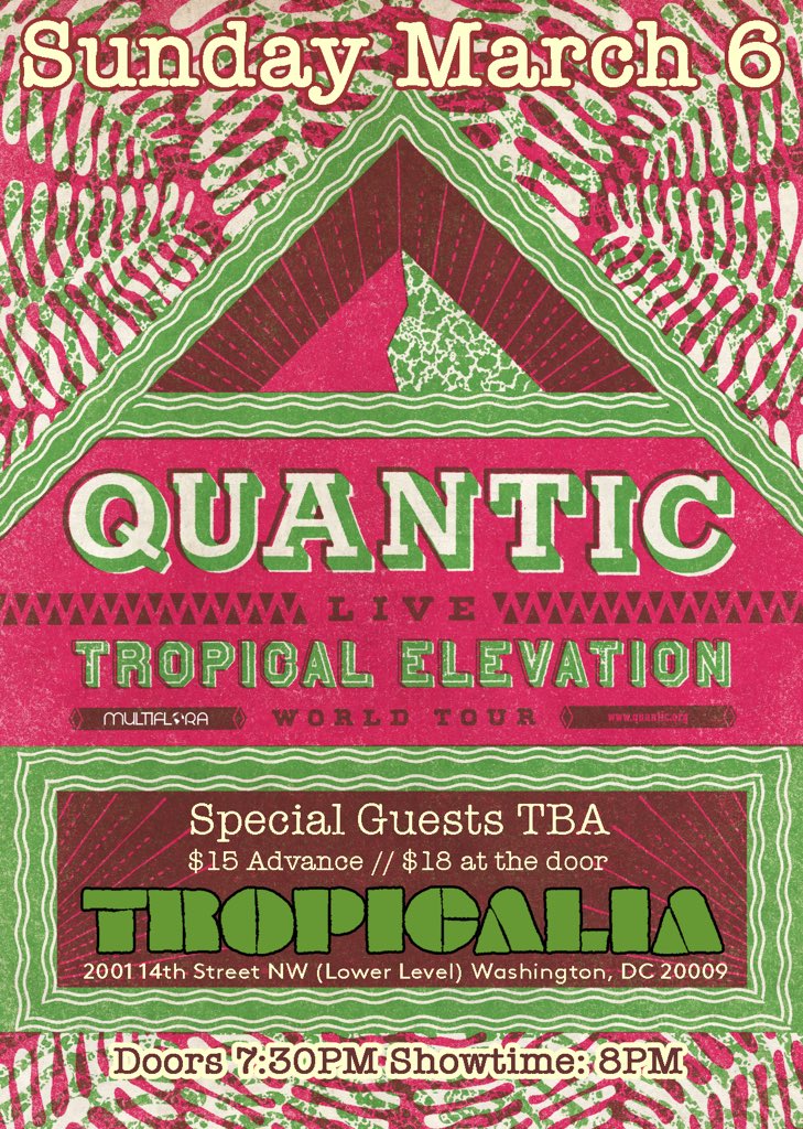 ElectricCowbell's tweet photo. Sunday 3/6/2016 @tropicaliadc the return of Quantic!@quanticmusic #tropicalelevationtour #quanticlive @tru_thoughts https://t.co/JYHxk7wu6D