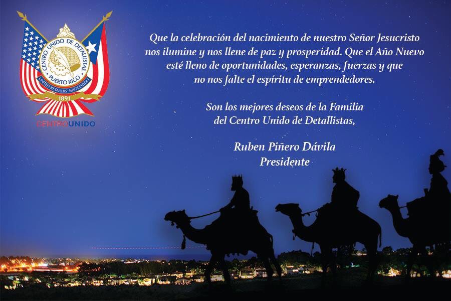CUDPuertoRico's tweet photo. ¡Felicidades para todos, les desea el @CentroUnidoPR de Detallistas y su presidente @RubenPineroCUD! 🎄🎁🌟 https://t.co/YssVyMTuhs