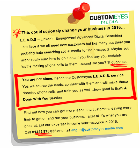 AngusGrady's tweet photo. #Networking and #LeadGen for 2016?L.E.A.D.S you're one click closer to a better 2016 https://t.co/c701uRaM42 https://t.co/yuKsqnGezn