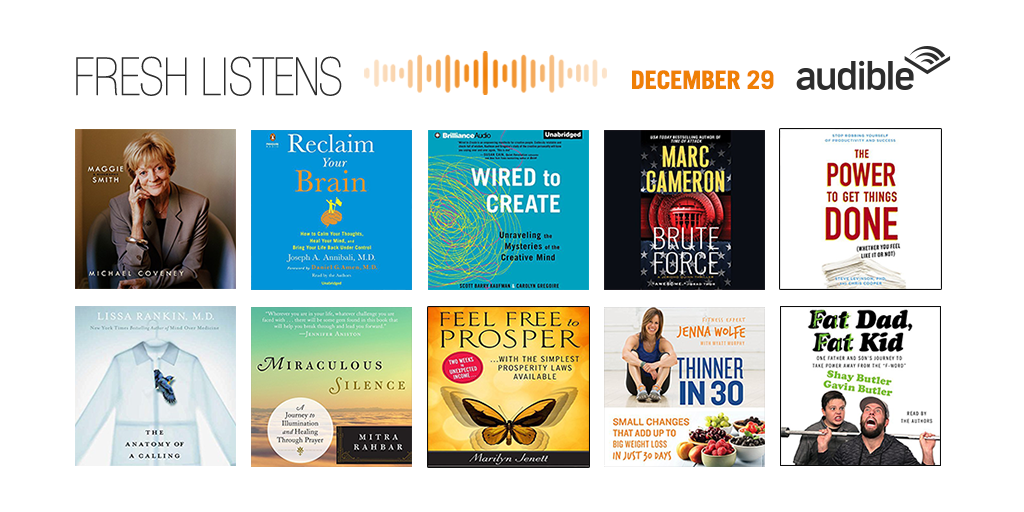 audible_com's tweet photo. Inspiring #FreshListens by @shaycarl, @JennaWolfe, @motivaider, @sbkaufman &amp; @carolyn_greg https://t.co/qatVvipdxl https://t.co/fgU1k7uMvk