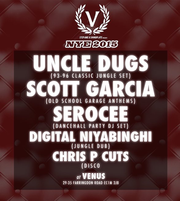 Down to the last few £15 tickets for #NYE #NYE2015 <a href="/Soundplate/">SOUNDPLATE.COM</a> <a href="/UrbanVault/">Urban Vault</a> <a href="/JungleDubUK/">Jungle Dub</a>  bit.ly/1lTA9c0 RT