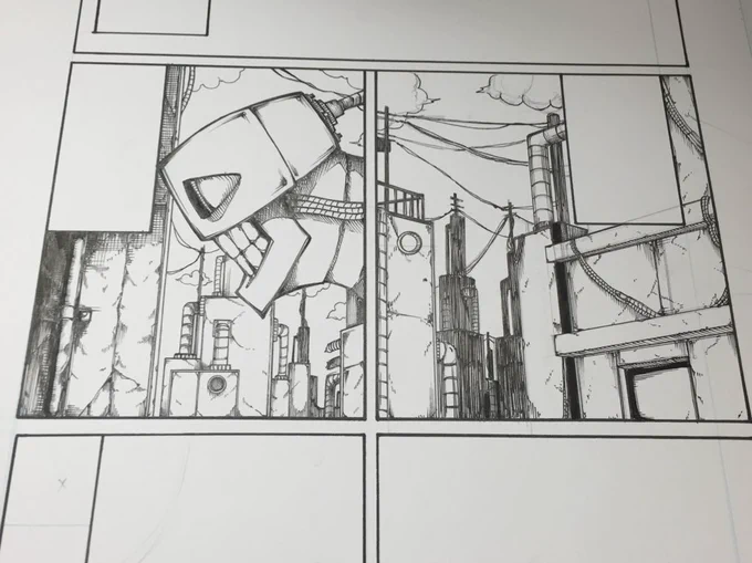 めんどくさくて放置して他のページ描いてたけど慣れてくると意外と早く描けるもんだな。 
