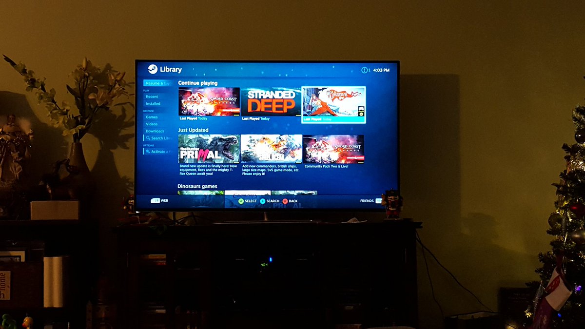 MAMECADE's tweet image. Playing my Steam games on the &apos;ol 55&quot; TV in the living room with my new Steam Link. Works better than I expected.