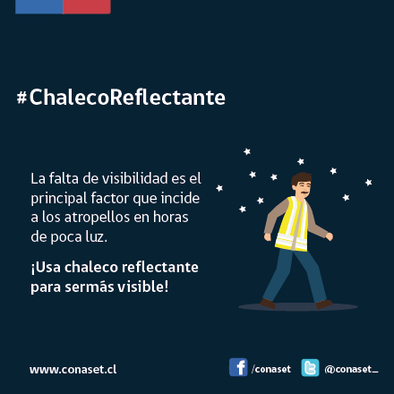 El #ChalecoReflectante te hace visible y previene atropellos. ¡Úsalo! #Osorno #PuertoMontt #PuertoVaras #Chiloé