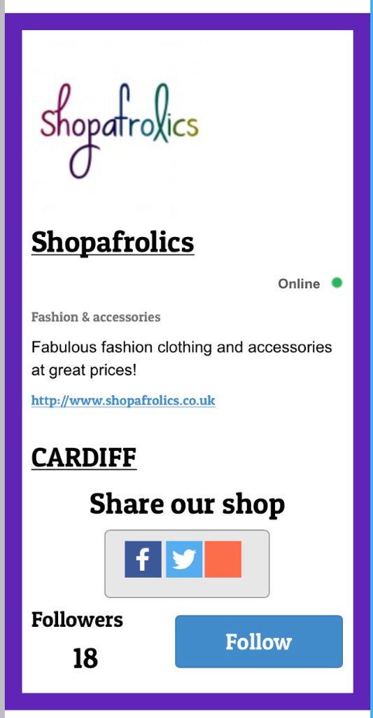 LoveAListUK's tweet image. List your business &amp;amp; join @Shopafrolics on #Cardiffs town page! It's completely FREE!

shareourshop.com/shop/index/sho…