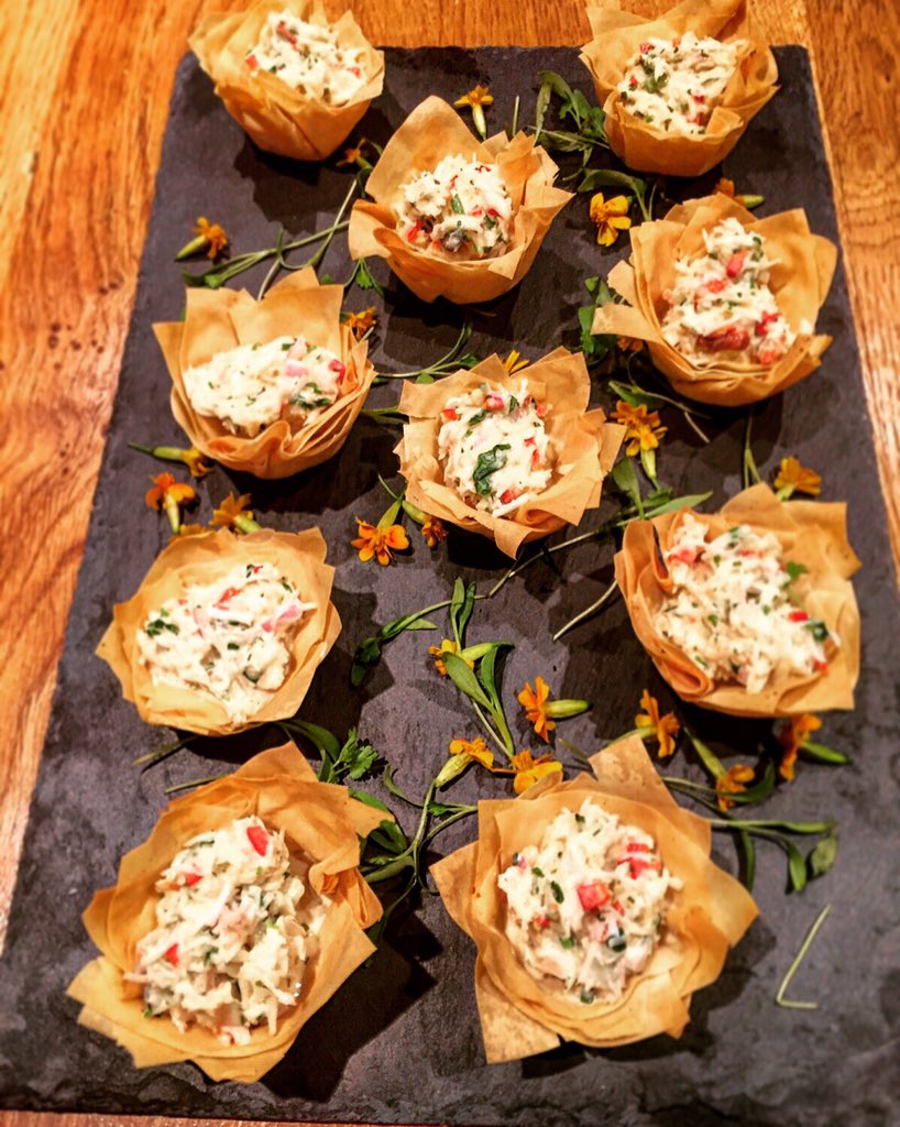 #crab #chilli & #lime #filo #tarts #canape #ambachefs #chefslife #festivecooking #loveseafood