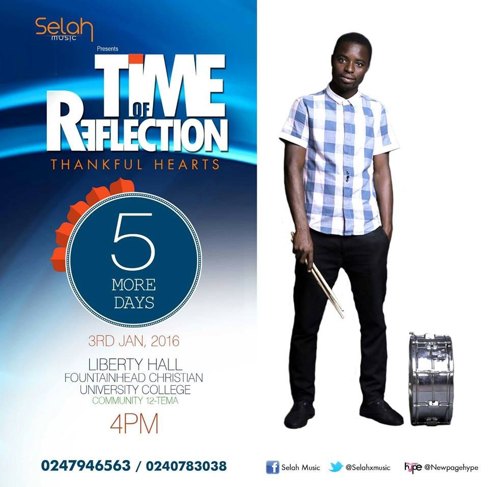 SamuelGlover16's tweet photo. 5 Days more to #TimeOfReflection2016..I hope you are counting down with us.I need to see you there!!!
@SelahxMusic https://t.co/6AYxA7vC9T