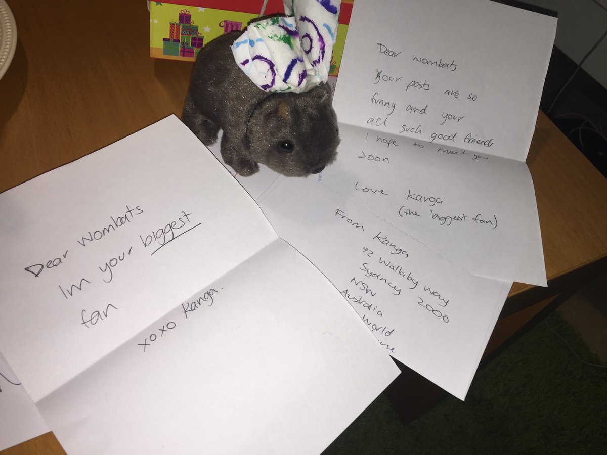 WombatFriends's tweet photo. The letters were from a kangaroo named Kanga, a major fan with a bit of an identity crisis; She wants to be a wombat https://t.co/WP0HjL4xJY