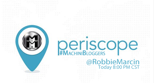 RobbieMarcin's tweet photo. #MachiniBloggers The Last Persicope  of the Year today 8:00 Central Time Muchas Sorpresas https://t.co/j919jWtsp7
