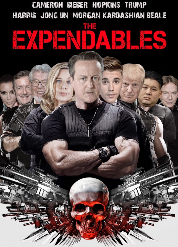 My 'Expendable' List

#DavidCameron #rolfharris #justinbieber #KimKardashian #KatieHopkins #DonaldTrump #kimjonun