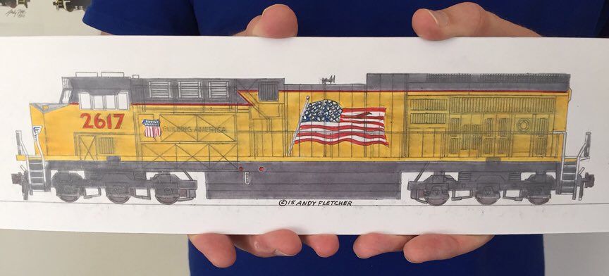 CustomTrains's tweet photo. I just drew the first @UnionPacific @generalelectric @GETRANSPORT #Tier4 Locomotive built at GE Transport Fort Worth https://t.co/LBWrTDGVQb