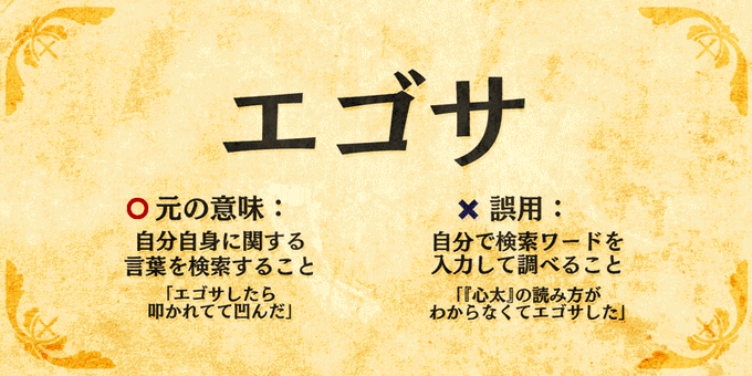 エゴサーチ」の誤用が定着か 「自分で検索ワードを入力して調べる」 (2015年12月30日掲載) - ライブドアニュース